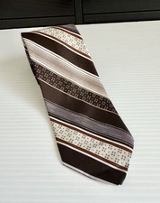 Vtg MCM Wemlon By Wembley Necktie Brown Stripes 55  X 3.5  Easy Care 1970  s