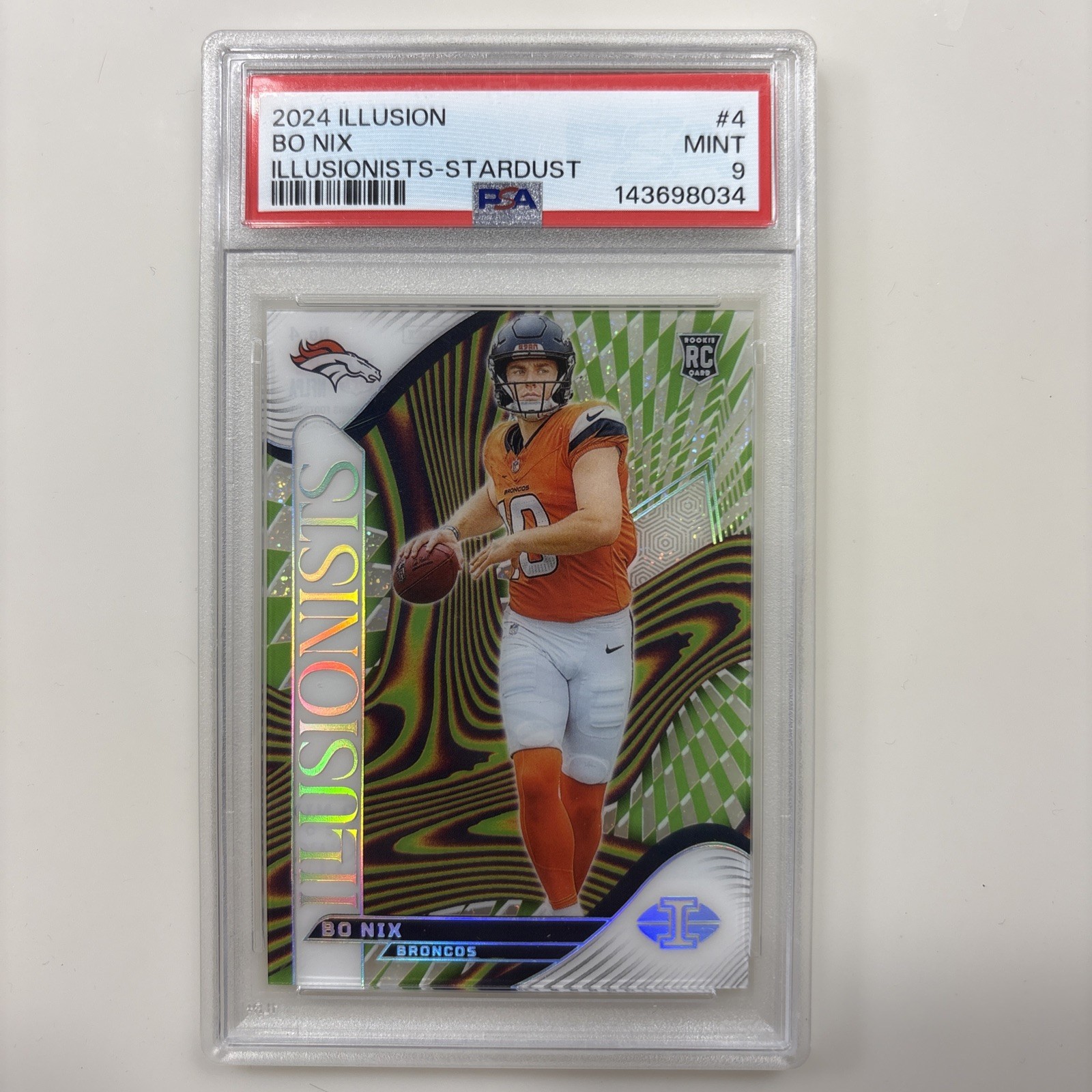 2024 Panini Illusions Bo Nix Illusionists Stardust Rookie PSA 10 RC #4 Broncos🔥