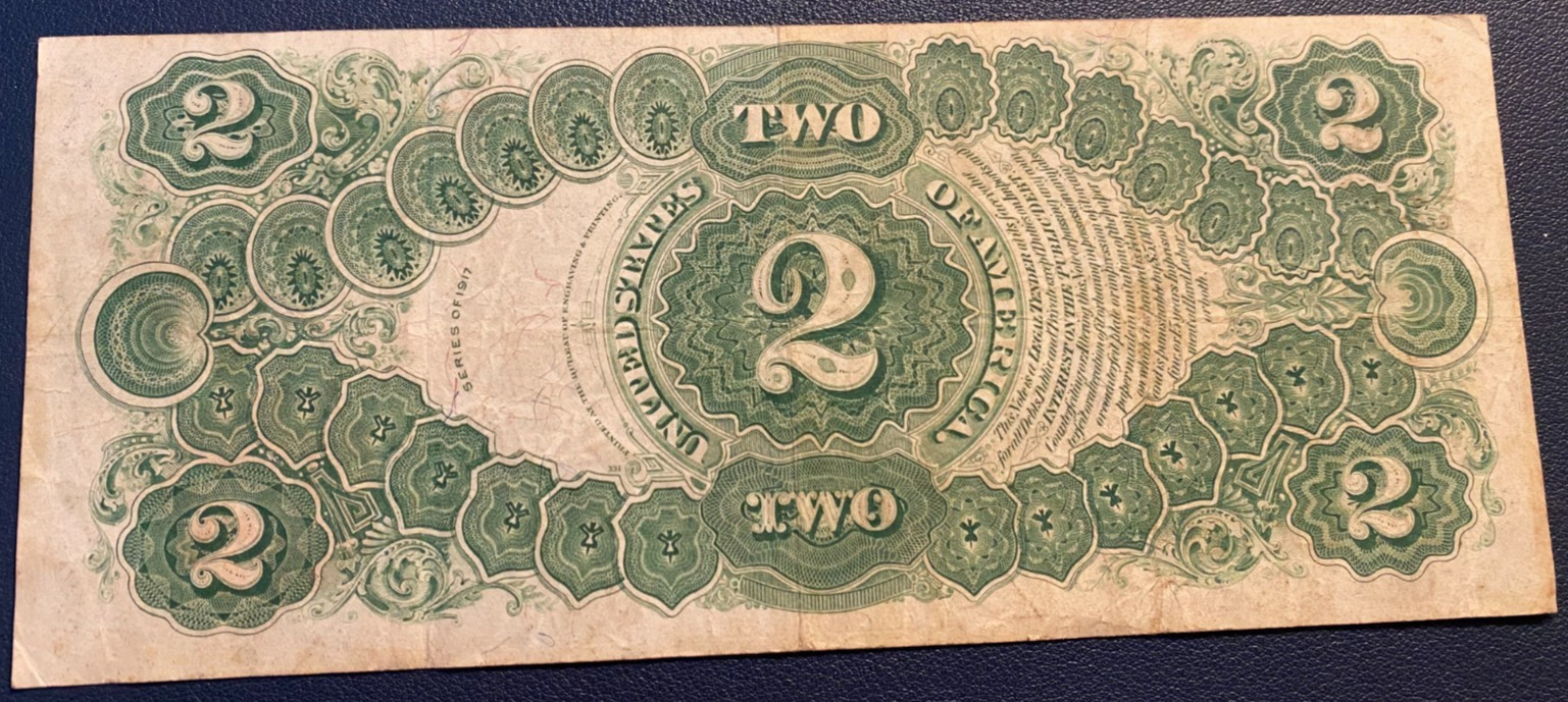 1917 $2 LEGAL TENDER NOTE RED SEAL LARGE SIZE