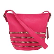 USED COACH Shoulder Bag Bucket type 35373 leather shocking pink Chain