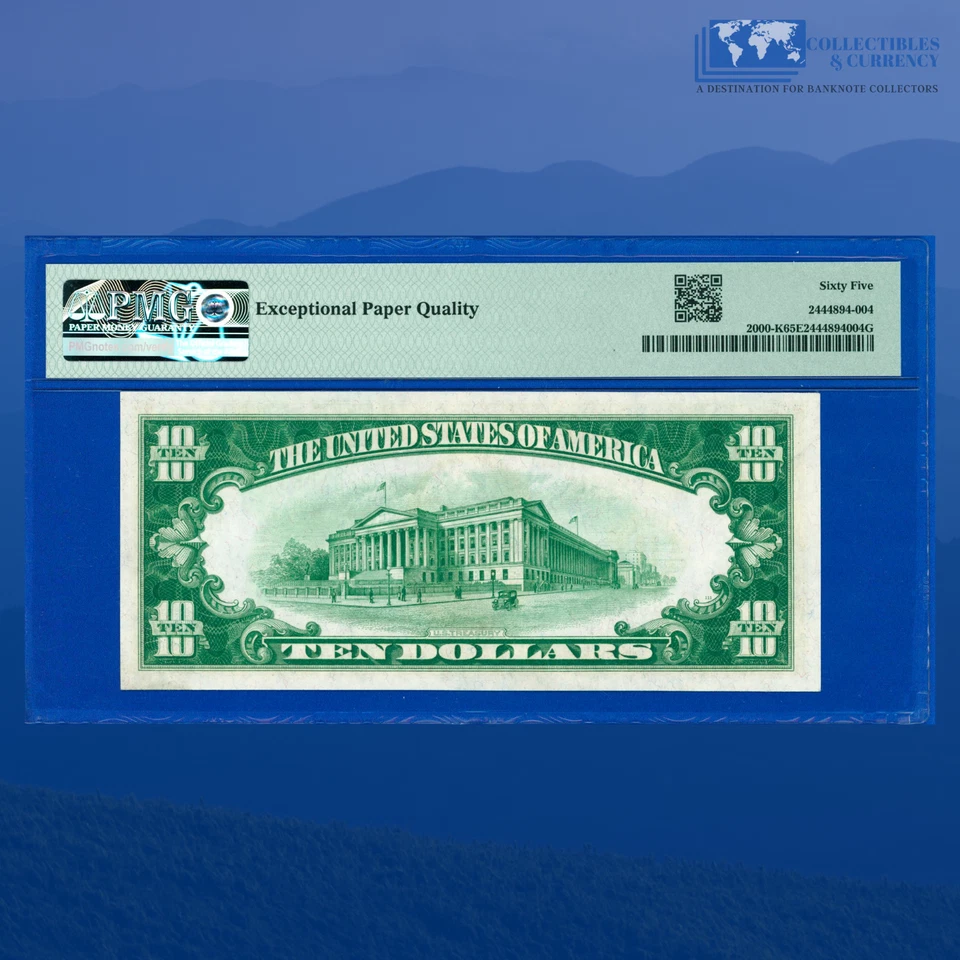 Fr.2002-K 1928 $10 FRN DALLAS, Numerical Seal, PMG GEM 65 EPQ #04063 - Image 2 of 3