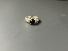 Vintage Sterling Silver Ring Size 6 Woman  s Black Onyx Cabochon Artisan Boho 925