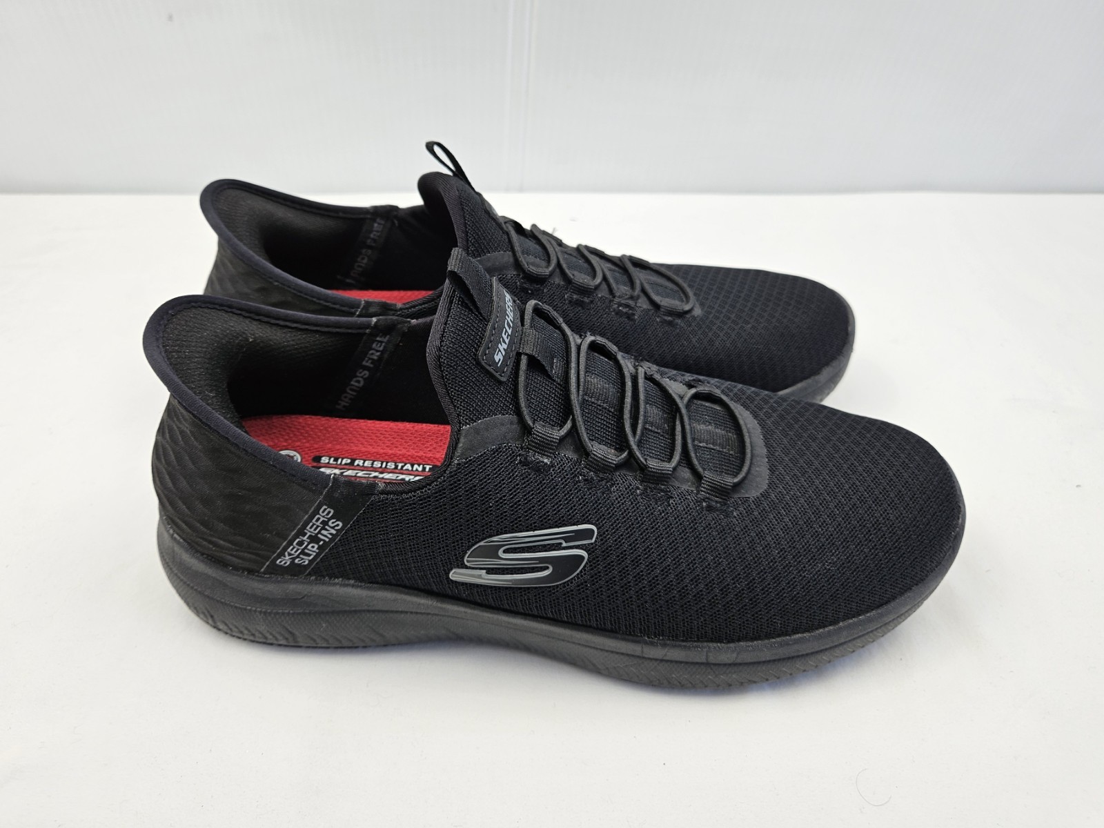 Skechers Mens Black Slip Ins Shoes Size 8 Wide Slip Resistant Work Sneakers