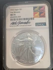 2022  US Silver Eagle  NGC MS70 Gaudioso Signed QBB