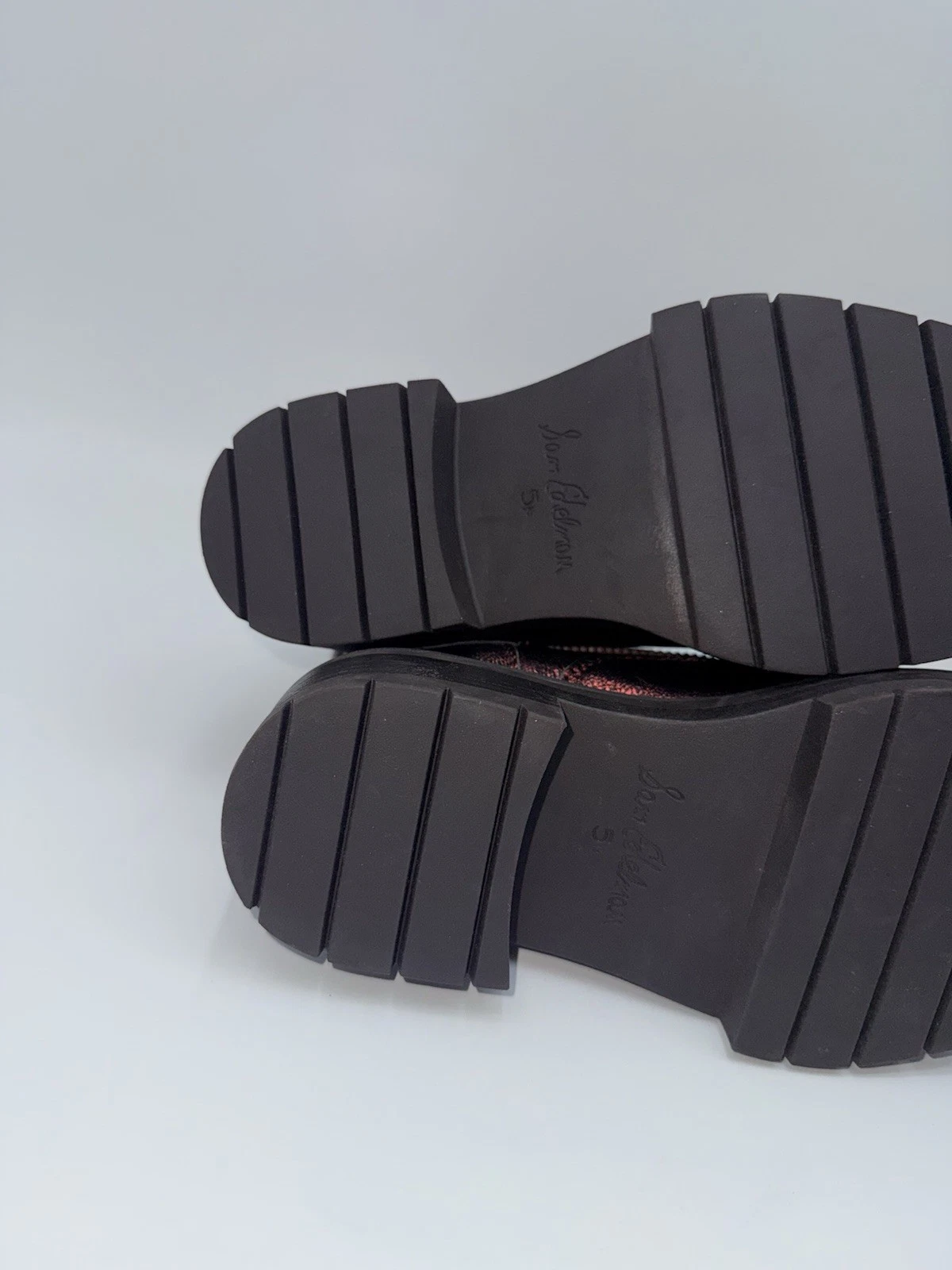 Sam Edelman LINDS Zipper Metallic Burgundy Red Leather Booties Boots NWOB sz 5.5