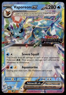 Vaporeon ex 023/131 Holo Prismatic Evolutions Stamp Promo Pokemon NM