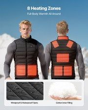Men  s Heated Vest with 16000mAh Battery, 8 Zones, 3 Heat Levels, Lightweight L