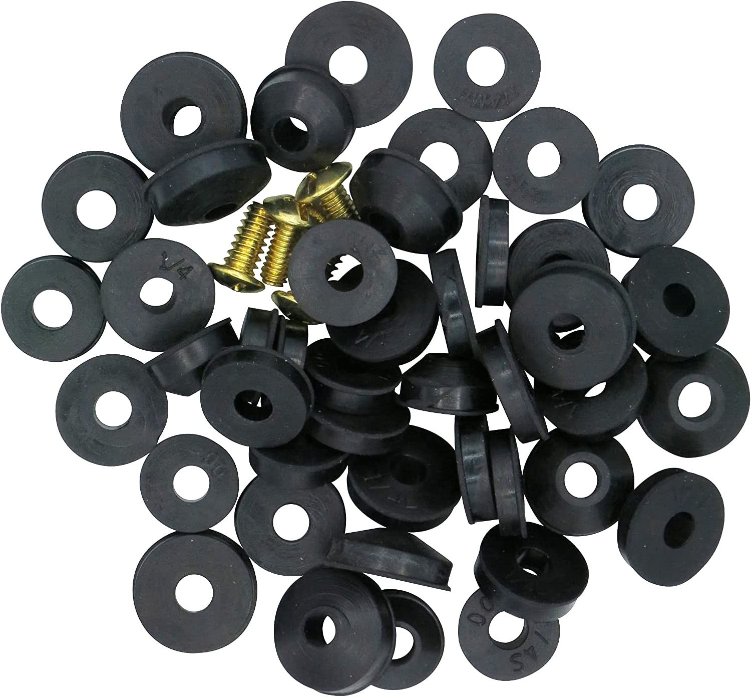 48 pc Faucet Washers and Brass Bibb Screws 48 Washers, Black
