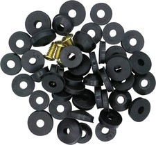 48 pc Faucet Washers and Brass Bibb Screws 48 Washers, Black