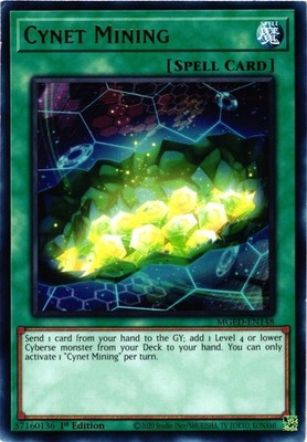 Yugioh Cynet Mining MGED-EN148 1st Edition Gold Letter Rare NM