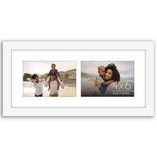 Americanflat 4x6 Double Picture Frame with Shatter-Resistant 6x14, White