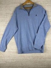 Polo Ralph Lauren Men's Blue Quarter Zip Light Blue Pullover Sweatshirt Size XL