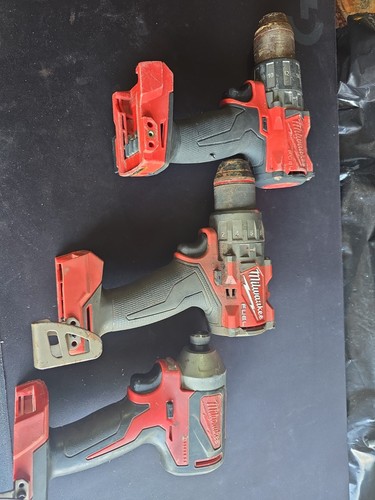 Milwaukee Drill Set Of 3 Non Working For Part Or Repairs 
