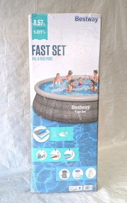 Bestway Fast Set Aufstellpool Set mit Filterpumpe Ø 457 x 107 cm Rattan-Optik