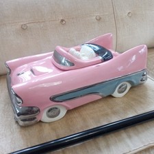 SIGNED Glenn Appleman "Phantazoom" pink ceramic cookie jar 1950&rsquo;s Cadillac