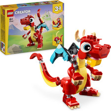 LEGO Creator 3 in 1 Drago Rosso, Giochi per Bambini E Bambine Da 6 Anni Fan