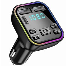 Nuokaiqi Car MP3 Player Bluetooth 5.3 FM Transmitter with 7-Color RGB LED