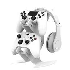 NBCP White Ferroalloy 3Tier Gaming Controller Holder Universal Headphone Stand