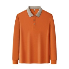 Quality Men's Polo Shirt Autumn Solid Color Long Sleeve