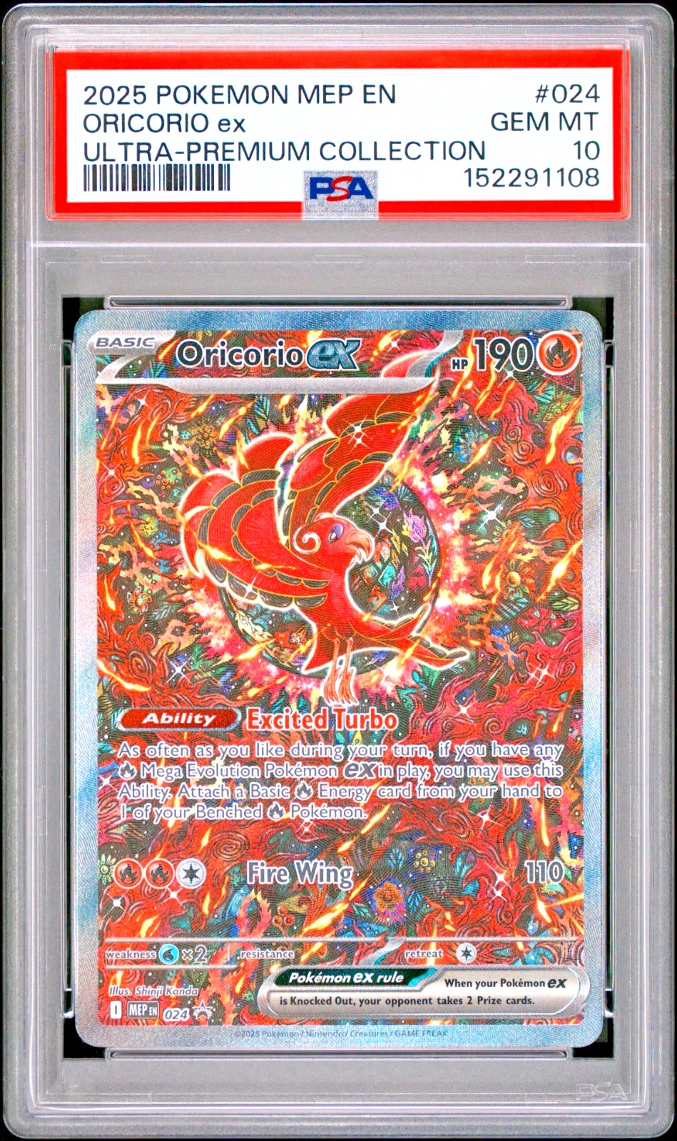 PSA 10!!! 2025 Pokemon MEP EN Black Star Promo Oricorio EX #024 GEM MINT
