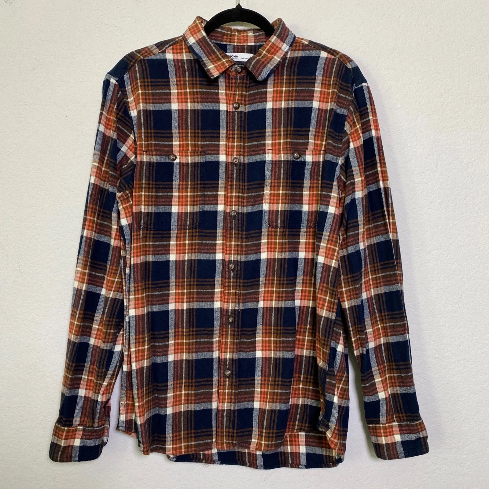 Sonoma Goods For Life Mens Flannel Shirt Size L Long Sleeve Plaid Casual Outdoor