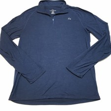 PARADOX Merino Blend Base Layer Shirt Men M Blue 1/4 Zip Dri Release Wicking Run