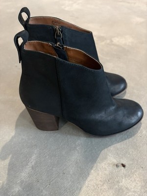 BP Boots Womens 7 M Lance Casual Side Zip Ankle Bootie Black Leather Heels