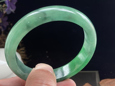 Certified Natural Grade AAA Ice Green Burmese Jade jadeite bracelet 60MM0798