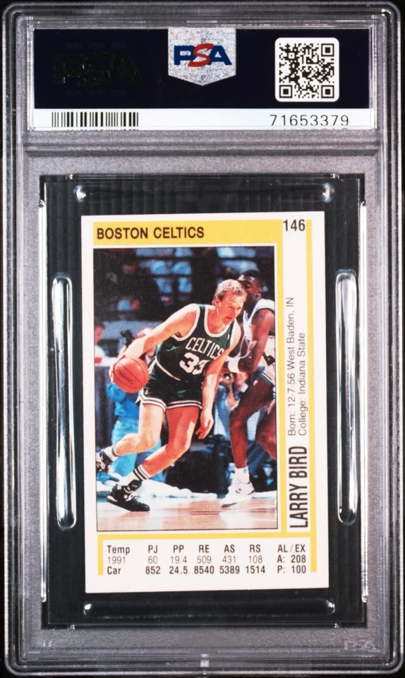 1991 Panini Spanish Sticker #102 Larry Bird + Kevin Willis PSA 6 ULTRA RARE - Image 2 of 3