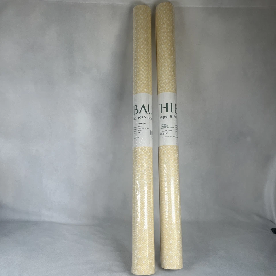 2 Rolls Thibaut Pluckemin T178 Yellow Dot Wallpaper Factory Sealed Unpasted - Image 2 of 4