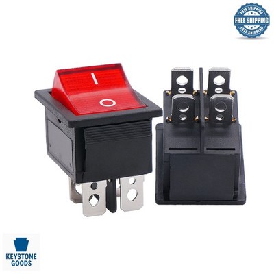 2Pcs Red Illuminated Rocker Switches for Marine & Electronics - 10A/125V, 6A/...