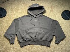 Nike Cropped Hoodie Women  s Small Center Swoosh Brown Pullover Sweatshirt
