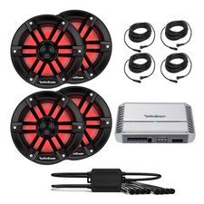 Rockford Fosgate Marine Amp  2 Pairs 6.5" Speakers  Light Controller  Cables