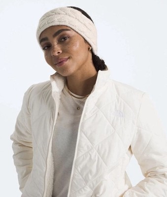 The North Face Women's Oh Mega Headband Ear Warmer White Soft Knit Fleece Lining