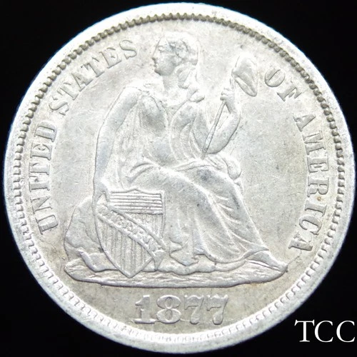 1877 CC LIBERTY SEATED DIME ~ STUNNER CARSON CITY 10c COIN ~ FREE SHIPPING ~ TCC