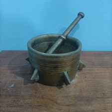 ANTICO MORTAIO BRONZO RAME FARMACIA CUCINA PESTELLO OGGETTO ARTE VINTAGE UNICO