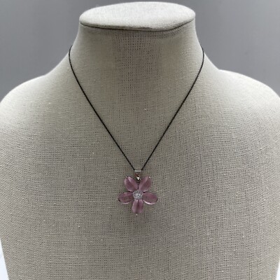 Macys Sterlingsilber rosa Kristall Blume Anhänger Neu ohne Etikett