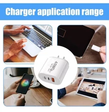 QC3.0 USB 3-Port Fast Charging Station PD 40W Power Adapter for Laptop Phone Pad