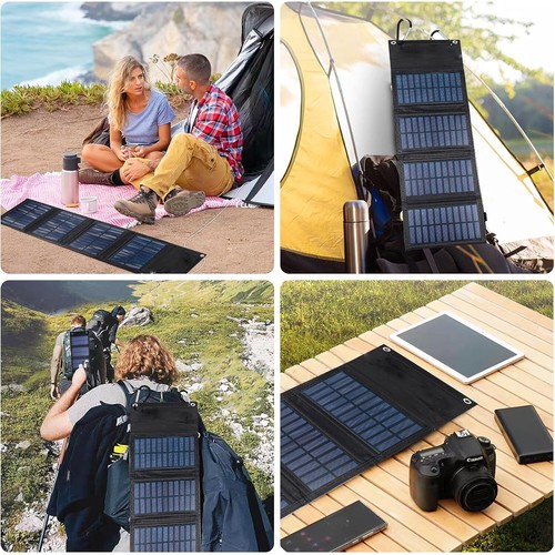20W Faltbar Solarpanel Solarmodul PowerBank Handy USB Ladegerät Camping Wandern - Bild 8 von 15