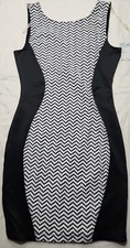 Juniors Sz Medium Bongo Black White Sleeveless Bodycon Dress Low Back
