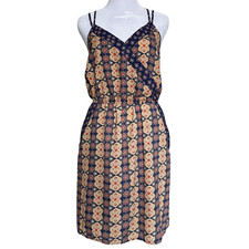 Bohemian Geometric Dress Womens Strappy Floral Pockets Chic Cottage Y2K Large