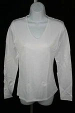 010X07 Warm and Cuddly Womens Base Layer V Neck Shirt SM White