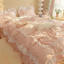 Princess Bedding Set Ruffle Lace Bed Skirt Duvet Cover Pillowcases Home Textiles