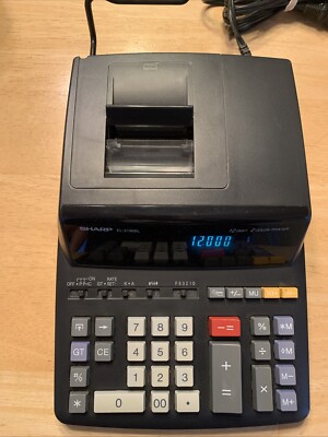 Sharp EL-2196BL 12-digit Black Desktop 2-color Printing Calculator TESTED
