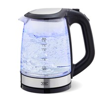 Wasserkocher Glas Led Edelstahl 2 Liter 2200W Trockengehschutz Beleuchtung Khg