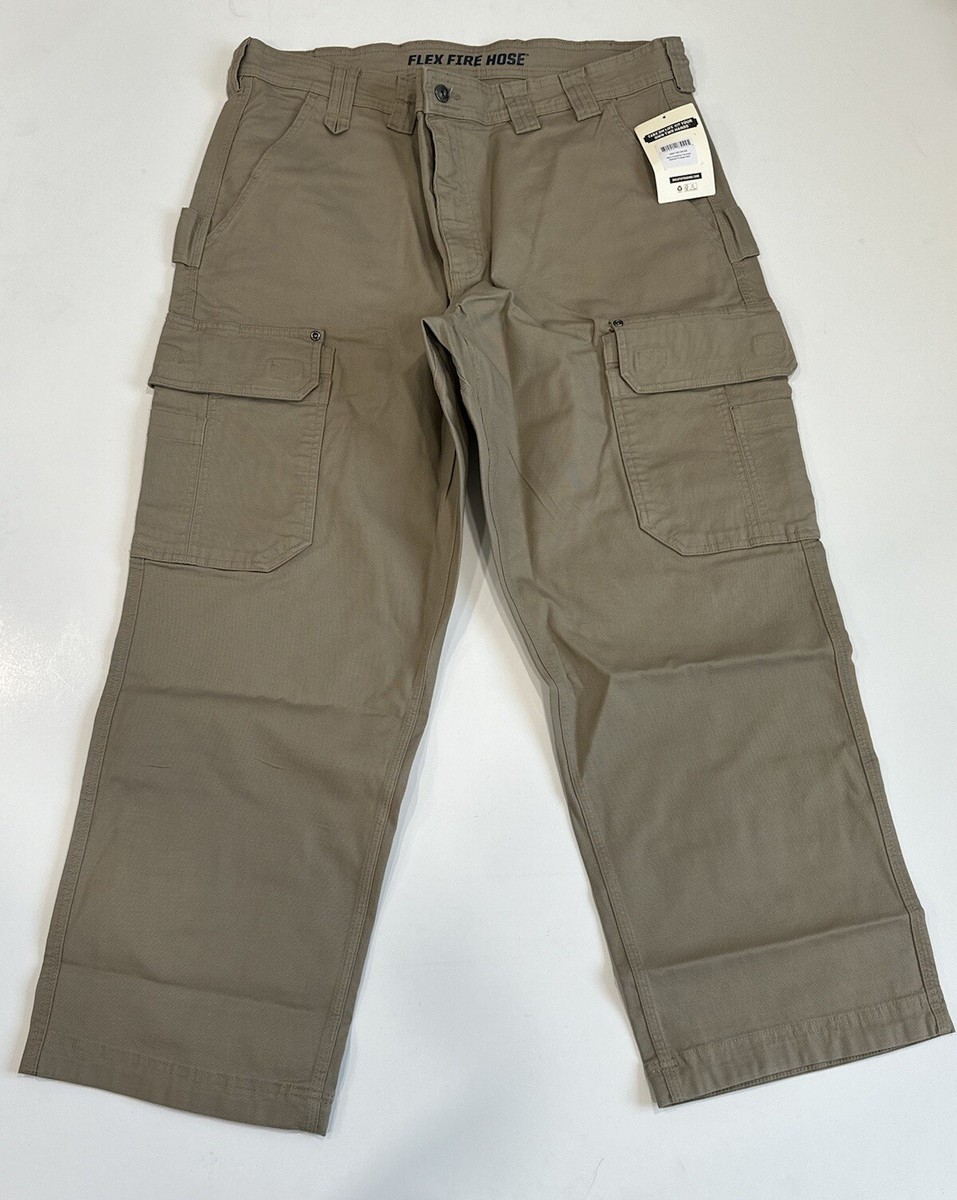 Duluth Trading Flex Fire Hose Relaxed Fit Cargo Work Pants In Khaki Sz 40  NWT