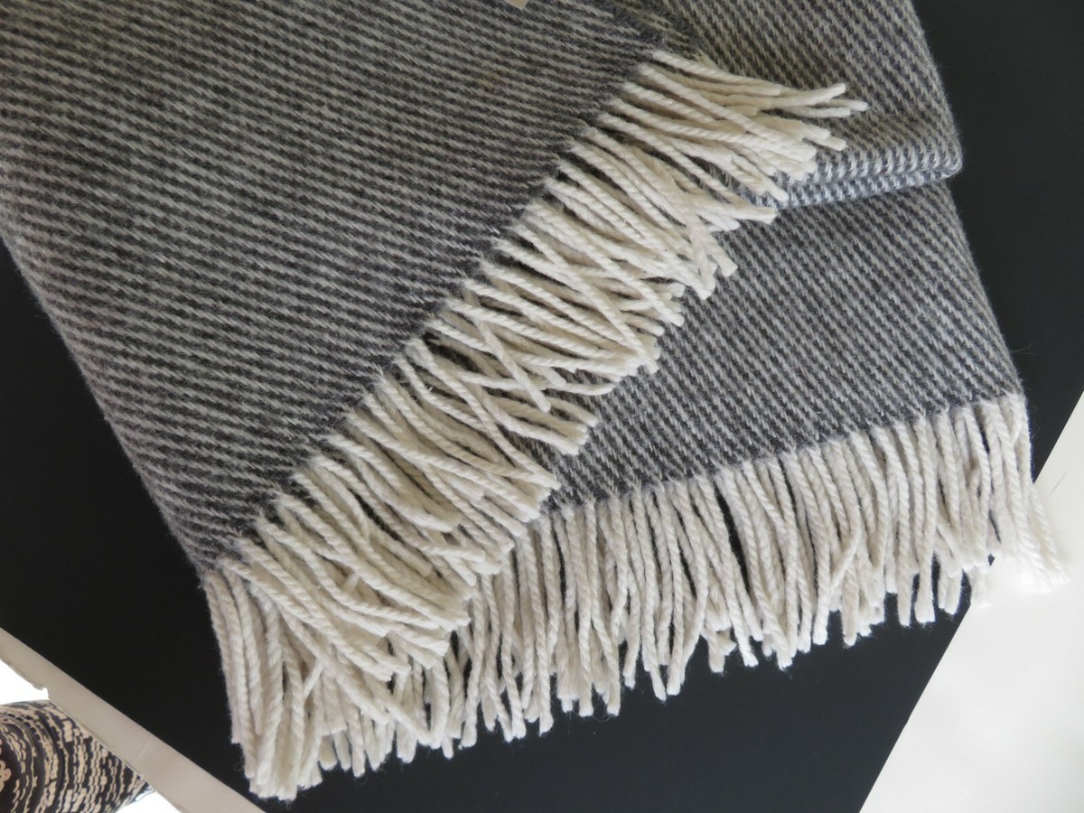 Coperte Lanerossi ~ Wool Blend Throw/ Sofa Blanket Gray Cream ~ 65