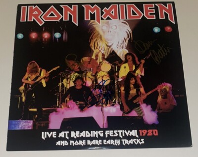 SIGNIERTES STEVE HARRIS PAUL DIANNO STRATTON IRON MAIDEN LIVE BEIM LESEN ALBUM VINYL