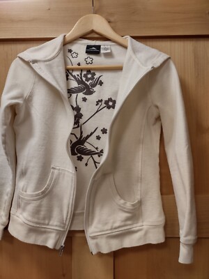 Cascade Sport Cream Women Zip Up Hoodie Size S Soft w/interior decorative detail