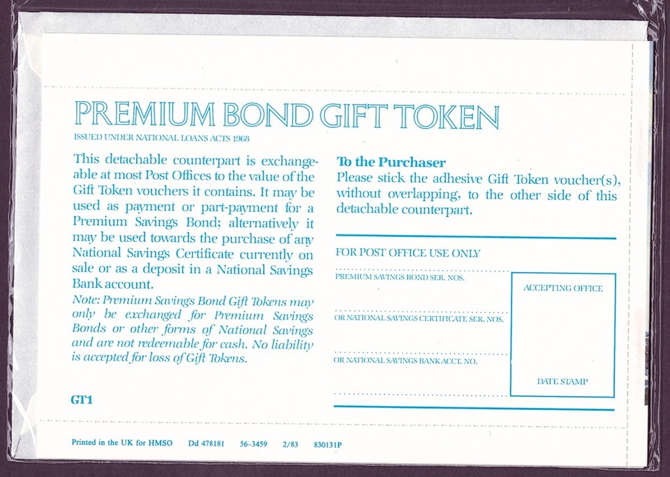 3 x 1983 Post Office Premium Bonds & National Savings Gift Token